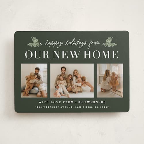 This is a evergreen holiday photo cards with standard by Sara Hicks Malone called holiday home printing on recycled smooth signature in standard