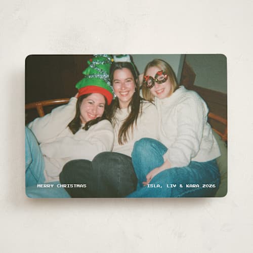This is a snow holiday photo cards with standard by Lea Delaveris called vhs printing on recycled smooth signature in standard
