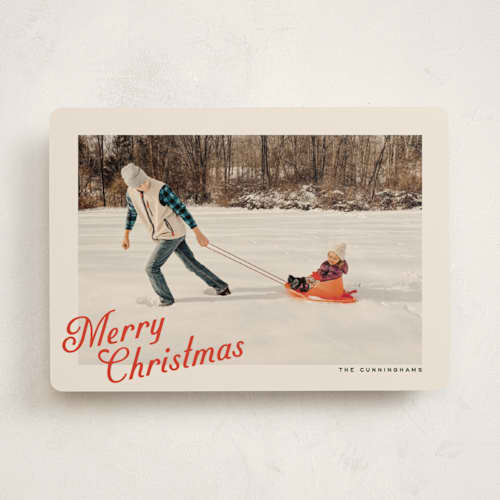 This is a peppermint holiday photo cards with standard by Ekko Studio called vintage postcard printing on recycled smooth signature in standard