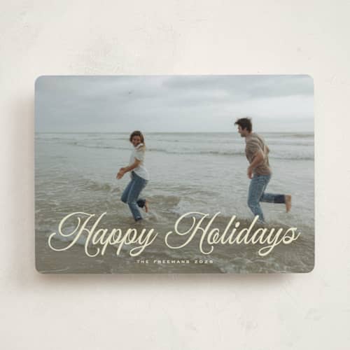 This is a buttercream holiday photo cards with standard by Nicole Walsh called gathered printing on recycled smooth signature in standard
