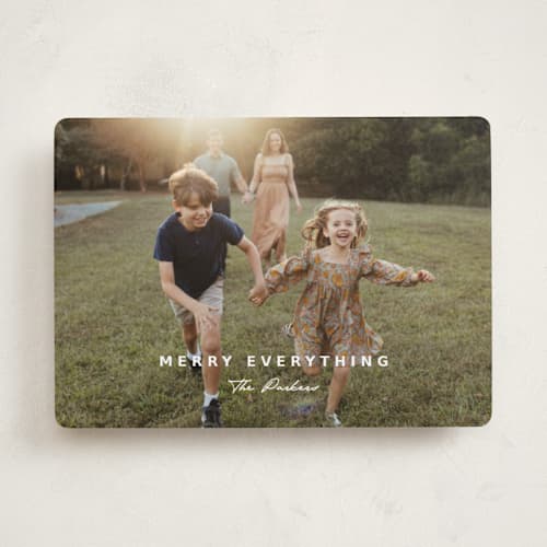 This is a snow holiday photo cards with standard by Yaling Hou Suzuki called the pursuit of merry printing on recycled smooth signature in standard