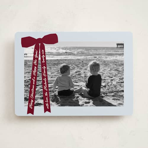This is a mulled wine holiday photo cards with standard by Pati Cascino called robin printing on recycled smooth signature in standard