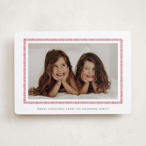 This is a candy cane holiday photo cards with standard by Sara Hicks Malone called biscuit printing on recycled smooth signature in standard