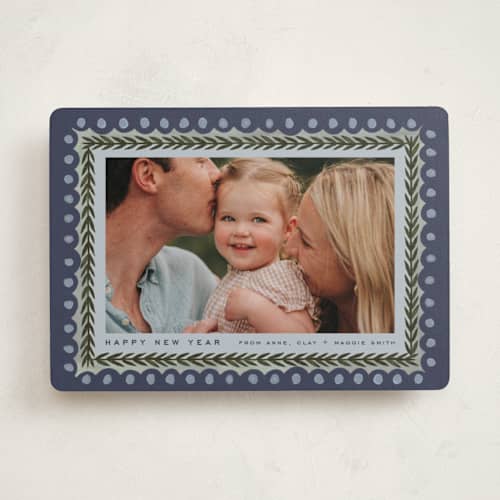 This is a juniper holiday photo cards with standard by Amy Kross called primary printing on recycled smooth signature in standard