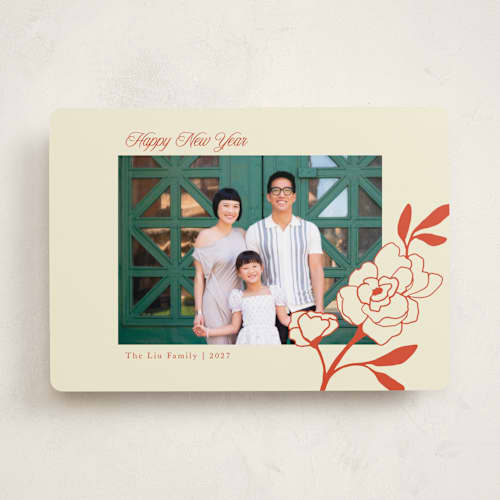 This is a rice paper chinese new year cards with standard by Morgan Kendall called chinese peony printing on recycled smooth signature in standard