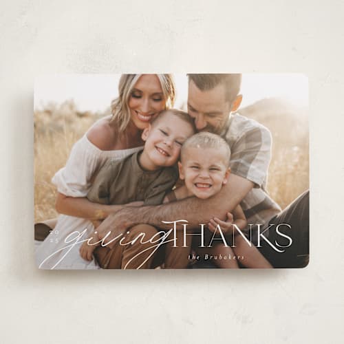 This is a alabaster thanksgiving cards invitations with standard by Cindy Reynolds called the giving season printing on recycled smooth signature in standard