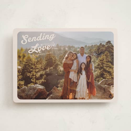 This is a buttercream valentines day with standard by Morgan Kendall called vintage postcard printing on recycled smooth signature in standard