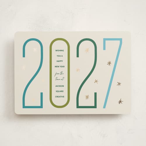 This is a marine business holiday cards with foil pressed by Inkblot Design called number game printing on signature in standard