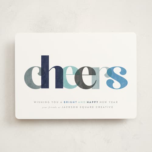 This is a blizzard business holiday cards with standard by Robert and Stella called bright cheers printing on signature in standard