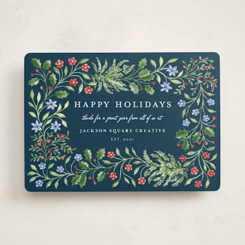 This is a midnight business holiday cards with standard by Sarah Knight called sophia printing on signature in standard