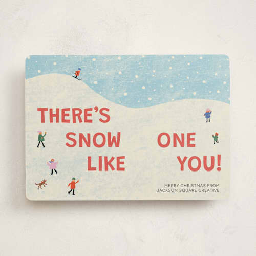 This is a holly berry business holiday cards with standard by Hattie and Jane called snow fun printing on signature in standard