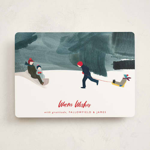 This is a cherry business holiday cards with standard by Eve Schultz called winter fun printing on signature in standard