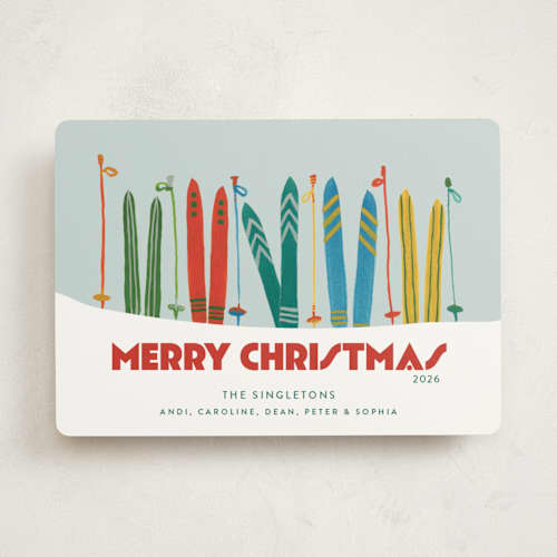 This is a sky non photo holiday cards with standard by Erika Firm called ski patrol printing on signature in standard