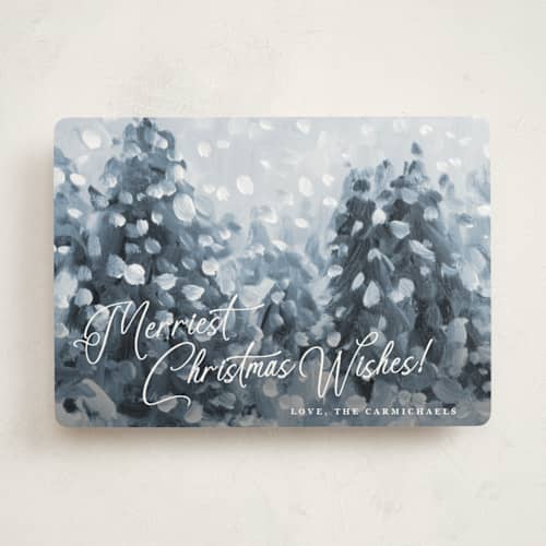 This is a wintermint non photo holiday cards with standard by Lindsay Megahed called wonderful time printing on signature in standard