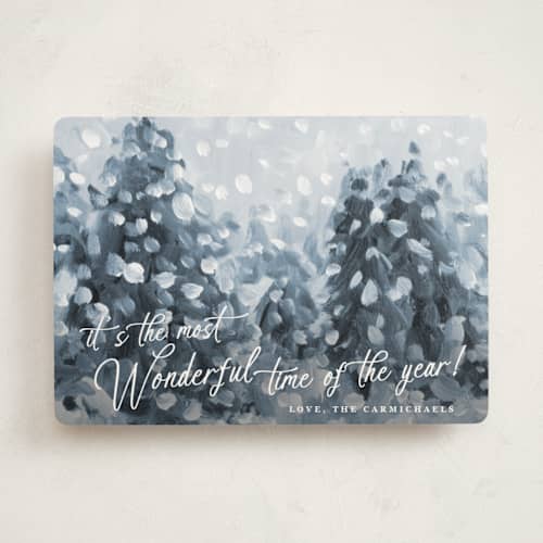 This is a wintermint non photo holiday cards with standard by Lindsay Megahed called wonderful time printing on signature in standard