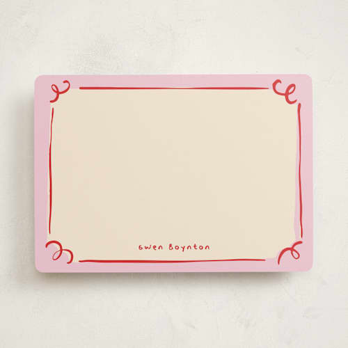 This is a candy personalized stationery thank you cards with standard by Anastasia Makarova called curly corners printing on signature in 5x7