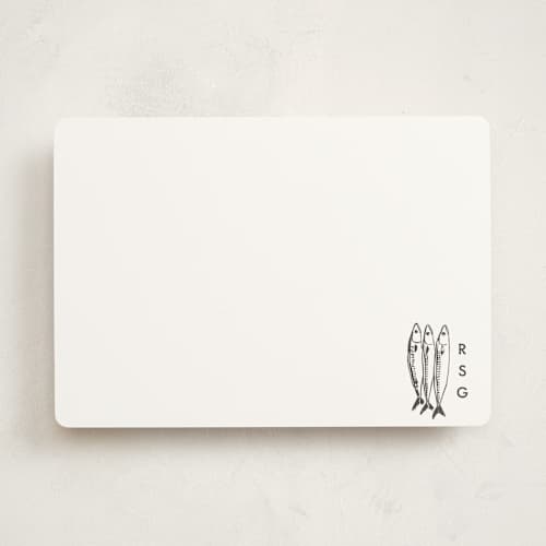 This is a ink personalized stationery thank you cards with standard by Megan Davis called sardines printing on signature in 5x7