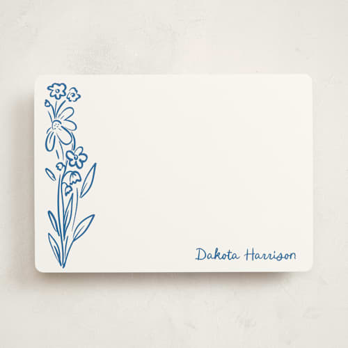 This is a cornflower personalized stationery thank you cards with standard by Jenna Holcomb called wildflower note printing on signature in 5x7