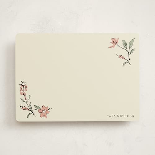 This is a coral personalized stationery thank you cards with standard by RachelYaej called elegant floral stationery printing on signature in 5x7