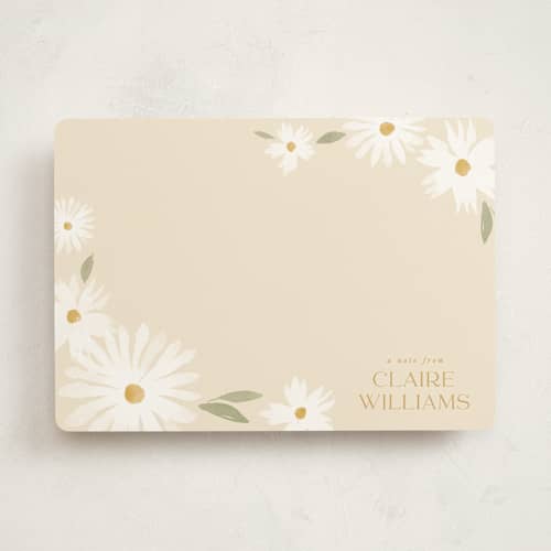This is a buttercream personalized stationery thank you cards with standard by Robert and Stella called happy daisies printing on signature in 5x7