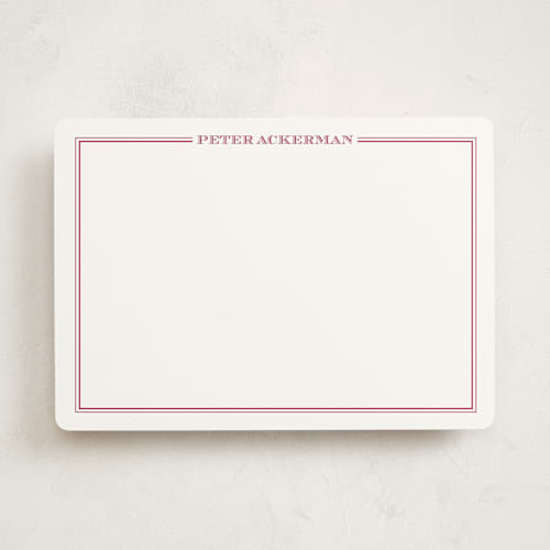 This is a fuchsia rose personalized stationery thank you cards with standard by The Social Type called the gentleman printing on signature in 5x7