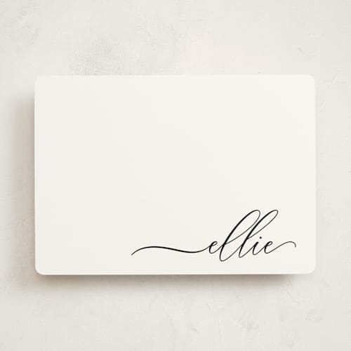 This is a noir personalized stationery thank you cards with standard by Lori Wemple called pretty script printing on signature in 5x7