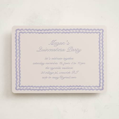 This is a lavender sweet sixteen birthday party invitations with standard by Tamara Hilje called ric rac nostalgia printing on signature in standard