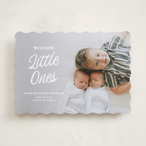 This is a bunny birth announcements with standard by Sarah Cohn called vintage printing on recycled smooth signature in standard
