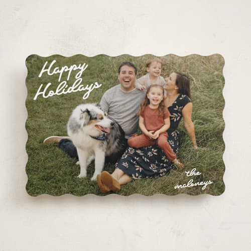 This is a snow photo christmas cards with standard by Tennie and Co. called squiggles printing on recycled smooth signature in standard