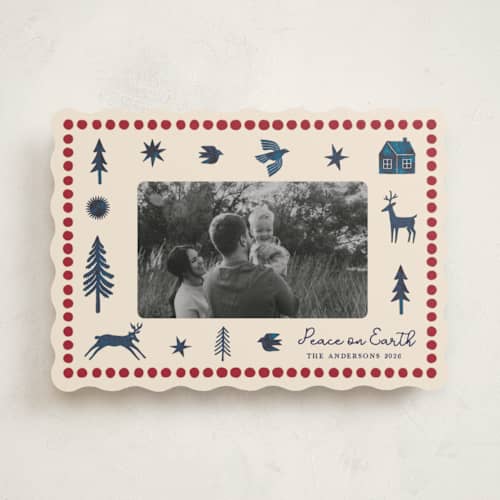 This is a navy photo christmas cards with standard by Rina Ozum called noel wishes printing on recycled smooth signature in standard