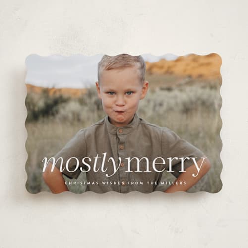 This is a vanilla photo christmas cards with standard by Ekko Studio called mostly merry printing on recycled smooth signature in standard