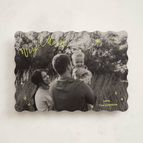 This is a citron photo christmas cards with standard by Ani Somi called sparkle and cheer printing on recycled smooth signature in standard