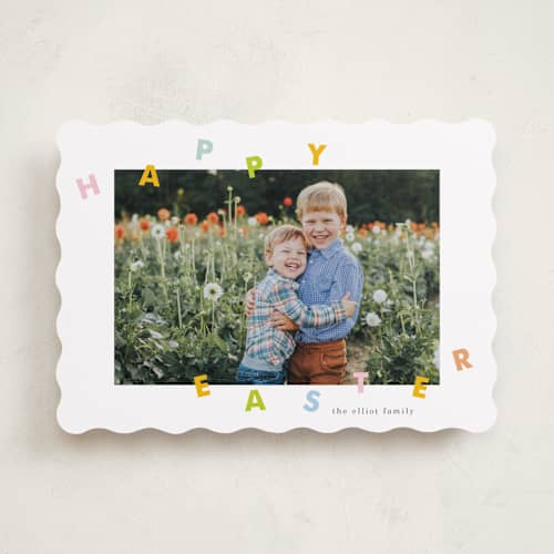 This is a bunny easter photo cards with standard by Baumbirdy called easter hop printing on recycled smooth signature in standard