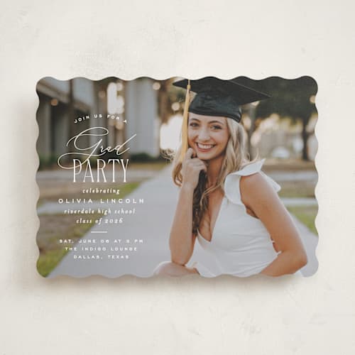 This is a cotton graduation invitations with standard by Creo Study called classic party printing on recycled smooth signature in standard