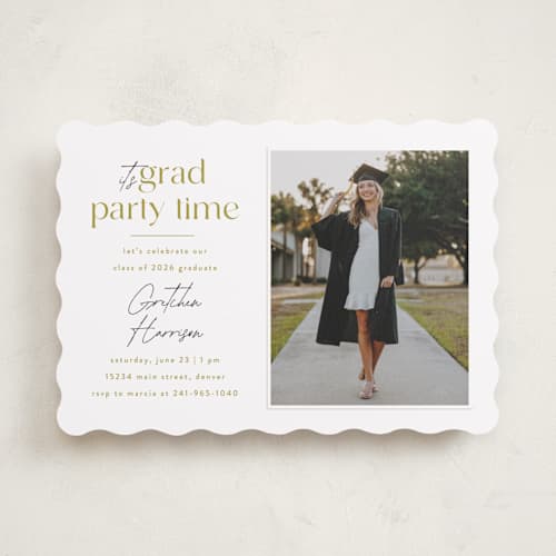 This is a marigold graduation invitations with standard by Ashlee Townsend called grad party time printing on recycled smooth signature in standard