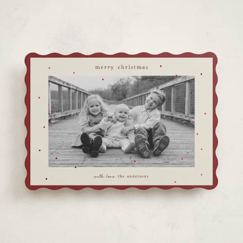 This is a poinsettia foil pressed holiday cards with foil pressed by Kelly Watkins called holiday sparkle printing on recycled smooth signature in standard