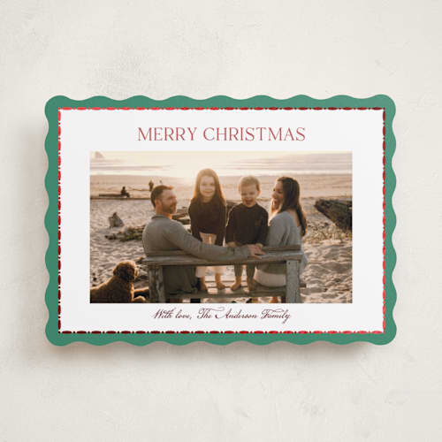This is a olive grove foil pressed holiday cards with foil pressed by Cass Loh called gilded keepsake border printing on recycled smooth signature in standard
