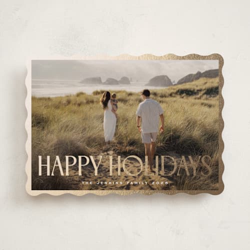 This is a vanilla foil pressed holiday cards with foil pressed by Nicole Walsh called gilded edge printing on recycled smooth signature in standard