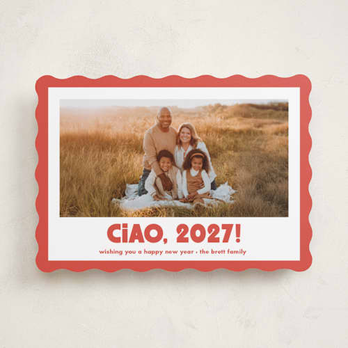 This is a tomato new year photo cards with standard by Megan Davis called trattoria printing on recycled smooth signature in standard
