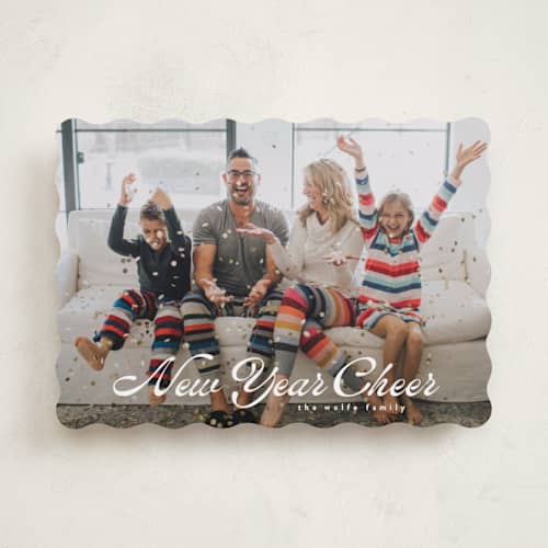 This is a snow new year photo cards with standard by Tamara Hilje called recuerdos printing on recycled smooth signature in standard