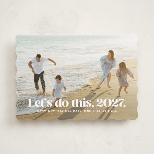 This is a snow new year photo cards with standard by Lea Delaveris called let's do this printing on recycled smooth signature in standard