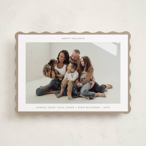 This is a gingerbread holiday photo cards with standard by JoAnn Jinks called modern border printing on recycled smooth signature in standard