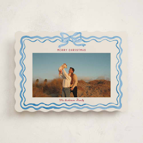 This is a bluebell holiday photo cards with standard by Cass Loh called watercolor ribbon frame printing on recycled smooth signature in standard
