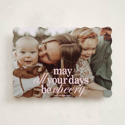 This is a winter rose holiday photo cards with standard by Baumbirdy called all merry days printing on recycled smooth signature in standard