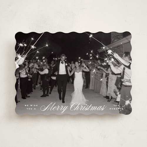 This is a snow holiday photo cards with standard by Ellen Schlegelmilch called classicly scripted printing on recycled smooth signature in standard