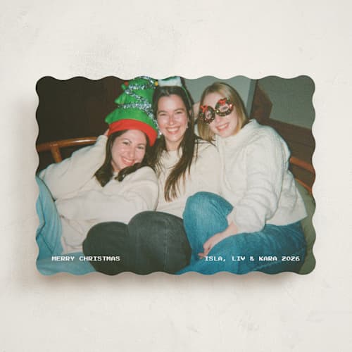 This is a snow holiday photo cards with standard by Lea Delaveris called vhs printing on recycled smooth signature in standard