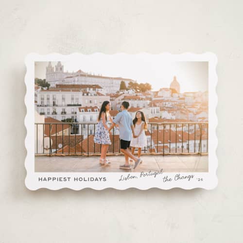 This is a vanilla holiday photo cards with standard by Creo Study called vignette postcard printing on recycled smooth signature in standard