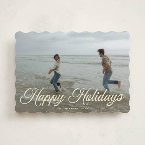 This is a buttercream holiday photo cards with standard by Nicole Walsh called gathered printing on recycled smooth signature in standard