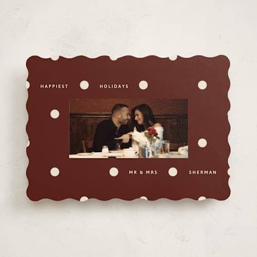 This is a mulled wine holiday photo cards with standard by Inkblot Design called jingle dot printing on recycled smooth signature in standard