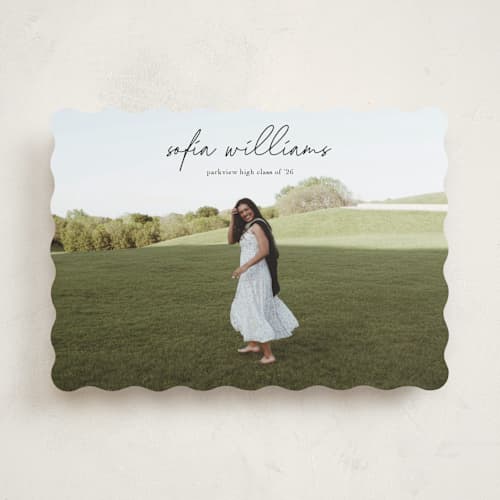 This is a onyx graduation announcements with standard by Eric Ransom called high script printing on recycled smooth signature in standard